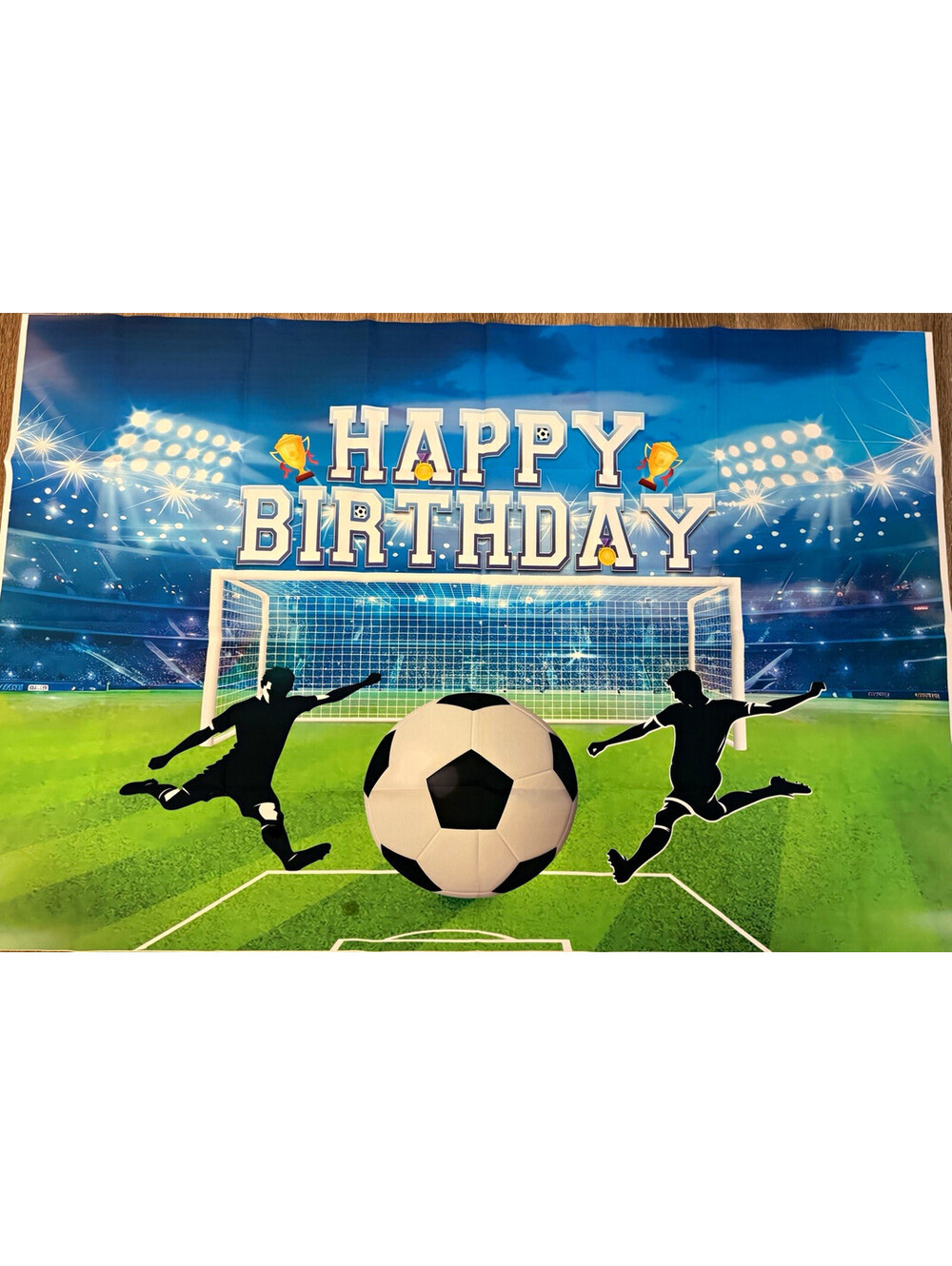 Soccer Happy Birthday Backdrop 59x39 Stadium Goal Party Photo Banner